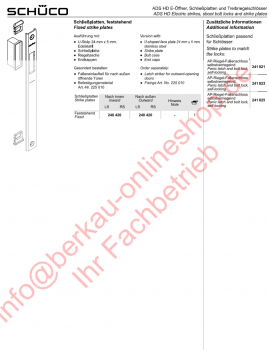 Schüco ADS HD Antipanik E-Öffner,​ Schließplatten ​und​ Treibriegelschlösser, PDFs