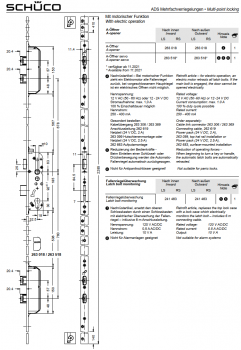 Schüco ADS Mehrfachverriegelungen, 5 Riegel-Fallenschloss „SafeMatic“ für motorischer Funktion, 263018, LS/RS, nach innen