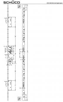 Schüco ADS Mehrfachverriegelungen, Schwenkhaken-Schloss, RC3, Dornmaß 34,0 mm, 241782, LS, nach innen