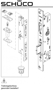 Schüco Antipanik Riegel-Fallenschloss, 241 974, ADS nach außen RS, mit Panikfunktion E