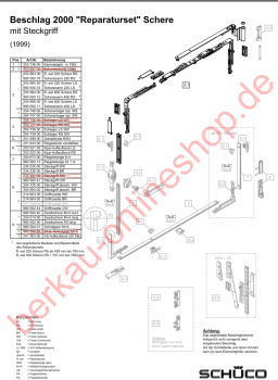 Schüco Eckumlenkung griffseitig unten Schüco Beschlag 2000 Fensterprofilsystem Schnicks, 25355700, 25496300, 25496400, 25496500,25496600