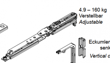 Schüco Drehschere, 160 Kg, verstellbar AWS / AvanTec, 275 396 LS, RC 1, WK1