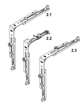 Schüco Eckumlenkung Standard mit 1 Pilzzapfen, 98050249 , Silber, VarioTec