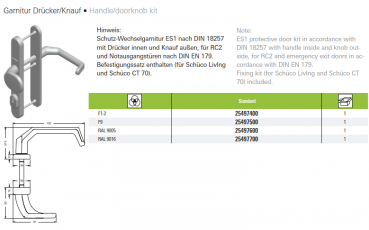 Schüco Garnitur Drücker/Knauf, 25497600, Farbe-RAL 9005, Kunststoffhaustür