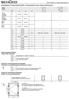 Schüco Drehschere, 160 Kg, verstellbar AWS / AvanTec, 275 396 LS, RC 1, WK1