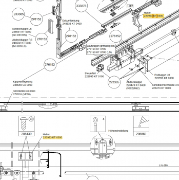 Schüco Laufwagensatz LS, 276163, für PASK 150 kg