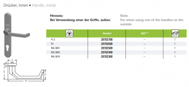 Schüco Haustürgriff, Drücker, innen, 28702700, Farbe F1-2, Kunststoffhaustüren