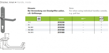 Schüco Haustürgriff, Drücker, innen, 28701900, Farbe, RAL 9005, Kunststoffhaustüren