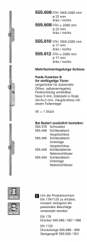 Schüco Jansen Janisol HI Türen, Mehrfachverriegelungs-Schloss Panik-Funktion B, Artikelnummer 555.612, FFH > 2286 mm ø 17 mm