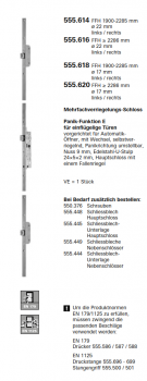 Schüco Jansen Janisol HI Türen, Mehrfachverriegelungs-Schloss Panik-Funktion E, Artikelnummer 555.614, FFH  1900 mm ø 22 mm