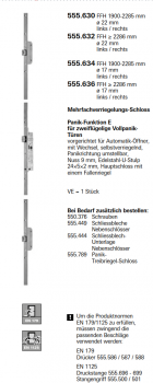 Schüco Jansen Janisol HI Türen, Panik-Funktion E für zweiflügelige Vollpanik- Türen, Artikelnummer 555.634, FFH 1900 mm ø 17 mm