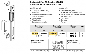 Schüco Radientüröffner für Schüco, 240 679, LS; ADS HD