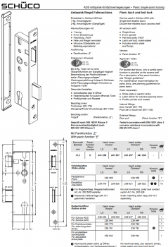Schüco Riegel-Fallenschloss Antipanik, 241 258, ADS nach innen LS, mit Panikfunktion E