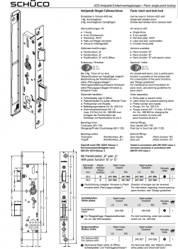 Schüco Riegel-Fallenschloss Antipanik, 241 966, ADS, nach innen LS, mit Panikfunktion B