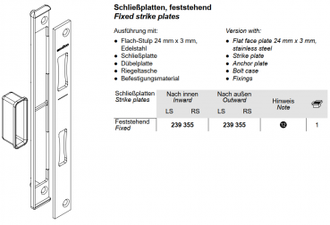 Schüco Schließplatten, 239 355, feststehend