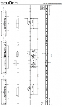 Schüco Schwenkhaken-Schloss, 279 166, RS, ADS HD Mehrfachverriegelungen​