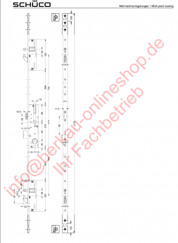 Schüco, Schwenkriegel-Bolzenschloss, Mehrfachverriegelung, 241496, Dornmaß 39,0 mm