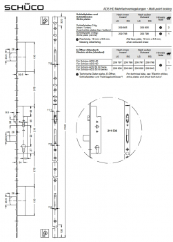 Schüco Schwenkriegel-Schloss, 211 397, RS/LS, ADS HD Mehrfachverriegelungen​