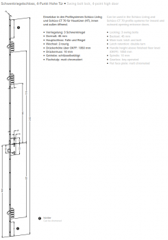 Schüco Schwenkriegelschloss, 4-Punkt Hohe Tür, 28708200