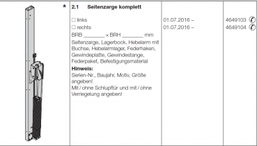 Hörmann Seitenzarge komplett rechts, Doppelgaragen-Schwingtor N 500, 4649104