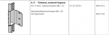 Hörmann Türband verdeckt liegend, Doppelgaragen-Schwingtor N 500, 4631313