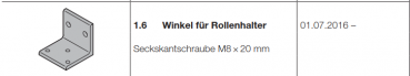 Hörmann Doppelgaragen-Schwingtor N 500, Winkel für Rollenhalter , 4649100