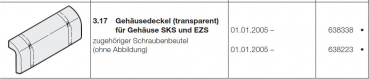 Hörmann Gehäusedeckel transparent für  Gehäuse SKS und EZS, 638338