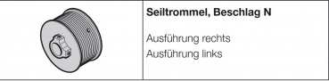 Hörmann Seiltrommel Ausführung rechts, Beschlag N von innen gesehen, Baureihe 20, 30 (Privat), 3093538, 3039940, 3006000, 3093529