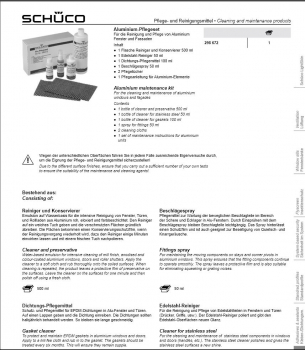 Schüco Reinigungs- und Pflegemittel-Set für Aluminium-Elemente, 298672