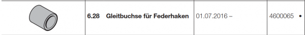 Hörmann Gleitbuchse für Federhaken, Doppelgaragen-Schwingtor N 500, 4600065