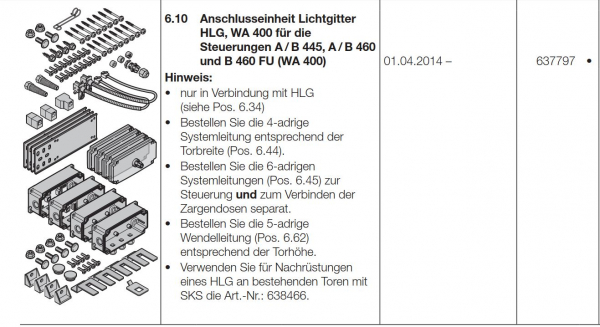 Hörmann Anschlusseinheit Lichtgitter HLG-WA 400 für die-Steuerungen, 637797