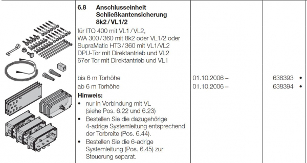 Hörmann Anschlusseinheit Schließkantensicherung 8k2 / VL1/2 bis 6 Meter Torhöhe, 638393