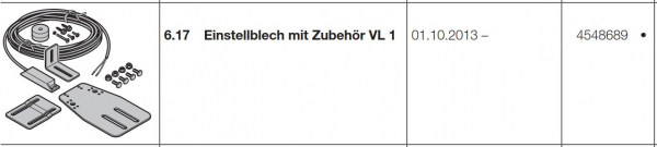 Hörmann Einstellblech mit Zubehör VL1, 4548689