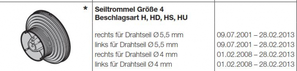 Hörmann Seiltrommel Größe 4 Beschlagsart H, HD, HS, HU links für die Industrietore der Baureihe 30, 40, 50, 3044608