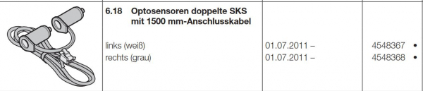 Hörmann Optosensoren doppelte SKS mit 1500 mm-Anschlusskabel links, weiß, 4548367