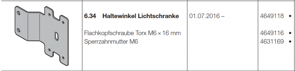 Hörmann Haltewinkel Lichtschranke, Doppelgaragen-Schwingtor N 500, 4649118