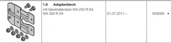 Hörmann Roll und Rollgittertorantrieb: Adapterblech mit Gewindebolzen WA 250 R S4, ​WA 300 R S4, 639008