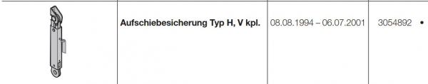 Hörmann Aufschiebesicherung Typ H-V komplett