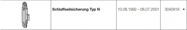 Hörmann Allgemeines Zubehör für die Industrietore der Baureihe 30-40-50 Schlaffseilsicherung Typ N, 3040918
