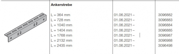 Hörmann Ankerstrebe L = 728 mm Baureihe 60, 3096883