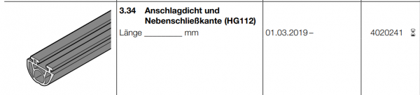 Hörmann Anschlagdicht und Nebenschließkante (HG112), 4020241, Seiten-Sektionaltor, BR 30