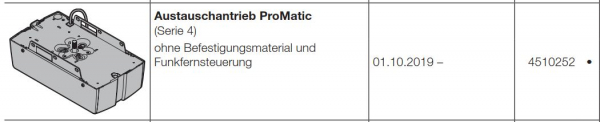 Hörmann Austauschantriebskopf ProMatic (Serie 4) ohne  Befestigungsmaterial und Funkfernsteuerung, 4510252