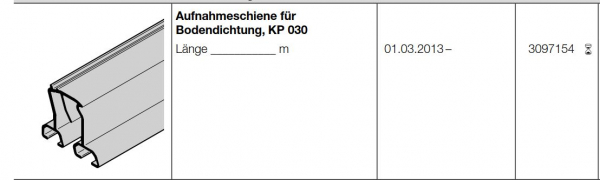 Hörmann Aufnahmeschiene für Bodendichtung, KP 030, Baureihe 40, LPU 67 Thermo (Privat Tore), 3097154