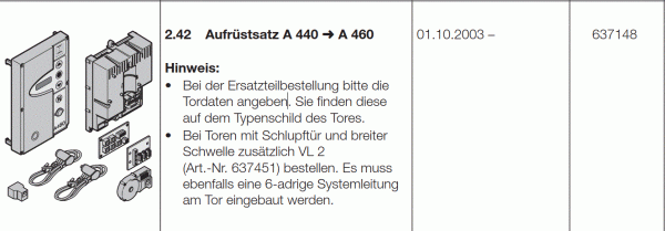 Hörmann Aufrüstsatz von der Steuerung B440 auf B460, 637148