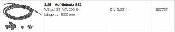 Hörmann Aufrüstsatz SE3 mit Bowdenzug  ​ca-1000 mm WE auf SE WA 250 R S4/WA 300 R S4, 637757