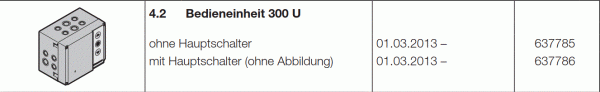 Hörmann Steuerungen integriert, 360 Bedieneinheit 300 U mit Hauptschalter (ohne Abbildung) , 637786