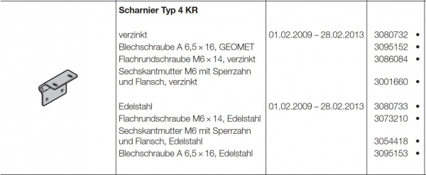 Hörmann Scharnier Typ 4 KR verzinkt für die Industrie-Baureihe 40-50, 3080732