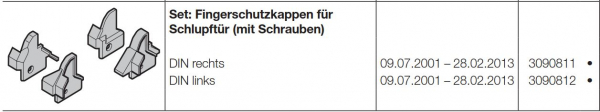 Hörmann Fingerschutzkappen Set für Schlupftür mit Schrauben DIN rechts für die Industrie-Baureihe 40-50, 3090811