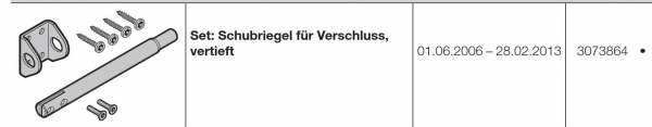 Hörmann Set: Schubriegel für Verschluss vertieft für die Industrietore Baureihe 40,50, 3073864