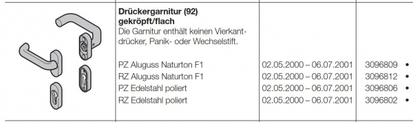 Hörmann Drückergarnitur 92 mm gekröpft-flach Edelstahl poliert Baureihe 30-40-50-60, 3096806